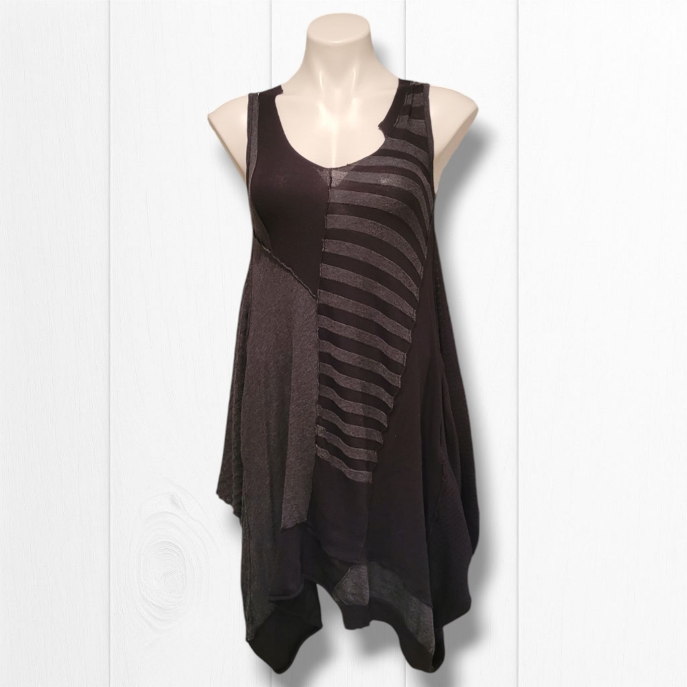All Saints Black Asymmetrical Patchwork Tank Dress
